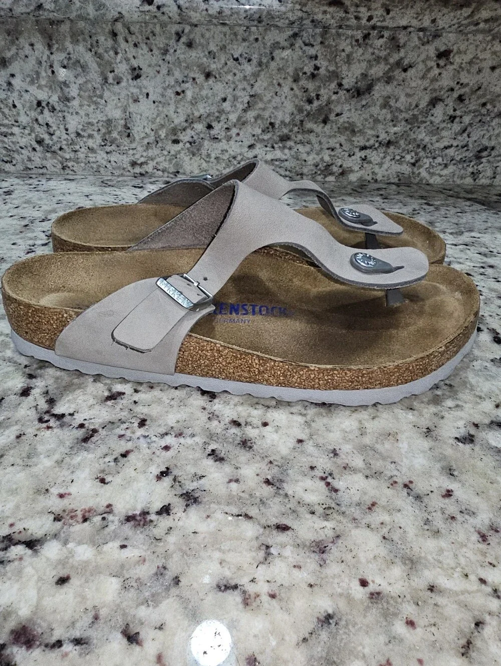 Birkenstock Thong Sandals Gray Nubuck Leather 9/40